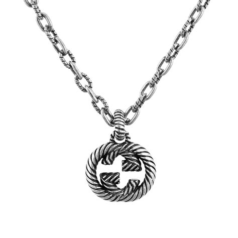 gucci interlocking g necklace on neck|interlocking g necklace in silver.